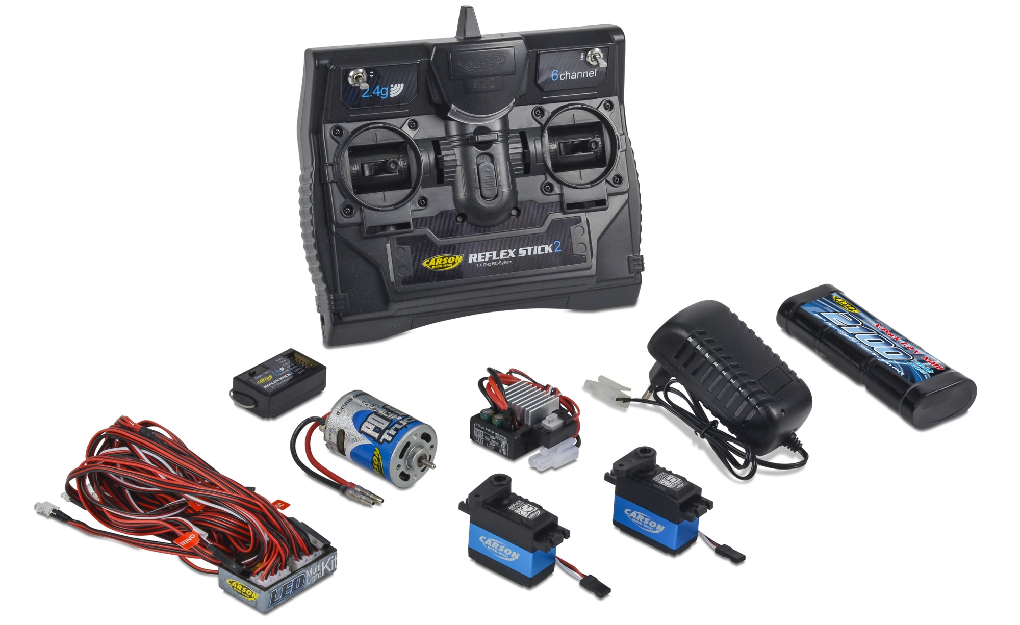 Truck-Set avec radio Reflex Stick II 6 voies + servos + lumières + chargeur + batterie
