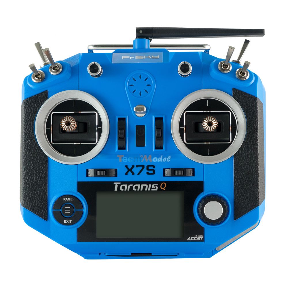 Radio Fr-Sky Taranis QX7S Bleue 2.4Ghz (EU-LBT) + mallette, config Tecnimodel 16-32 voies